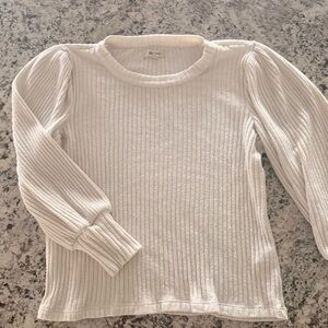 Madewell Ivory Ribbed Knit Top/Sweater